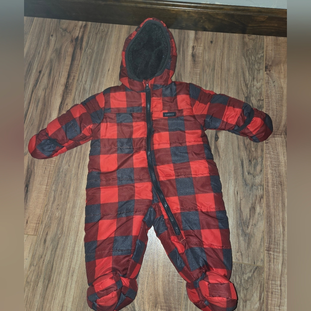 OshKosh B'gosh Red and Black Plaid Infant Snowsuit